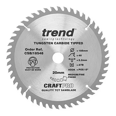 CSB18548 Craft Pro Trimming Crosscut TCT Circular Saw Blade Tungsten Carbide Tipped 185mm x Teet