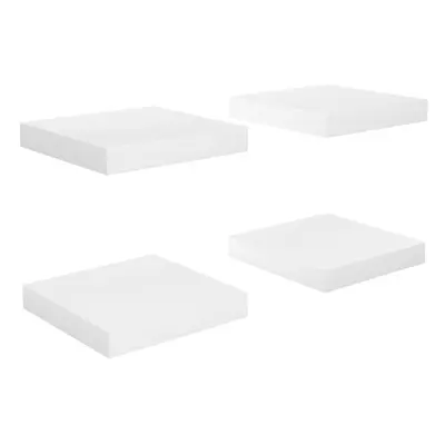 vidaXL 4x Floating Wall Shelves High Gloss White MDF Bookcase Display Storage