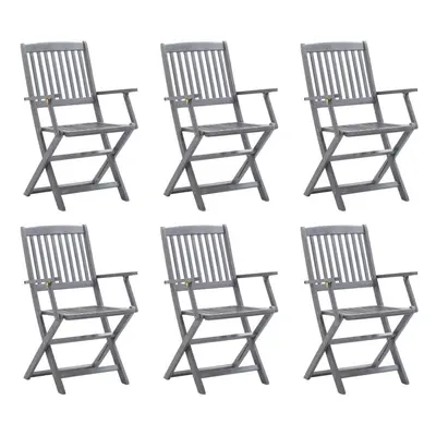 vidaXL 6x Solid Acacia Wood Folding Outdoor Chairs Wooden Garden Dining Seat