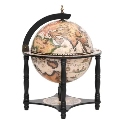 vidaXL Solid Wood Eucalyptus Globe Bar Wine Stand Black Wooden Wine Storage