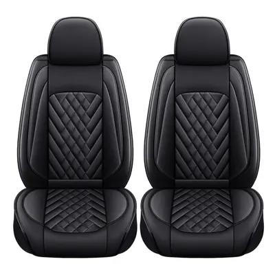 (BLack) 11pcs Universal Seater Car Seat Covers Seat Cushion PU Leather Non-slip Protector Mat