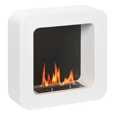 HOMCOM Wall Mounting Bio Ethanol Fireplace Heater Burning with 1L Tank, White