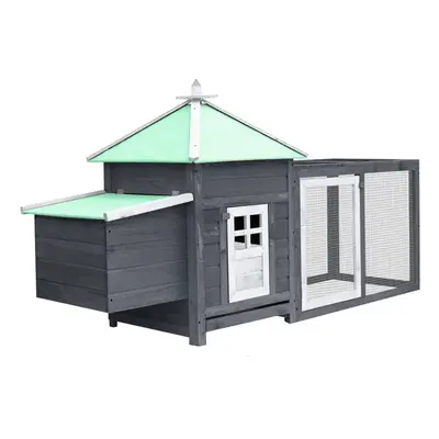 vidaXL Solid Firwood Chicken Coop with Nest Box Grey Hen House Hutch Cage