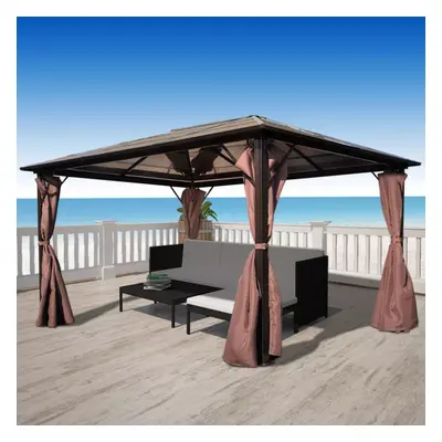 vidaXL Gazebo with Curtain Brown Aluminium 400x300cm Outdoor Marquee Pavilion