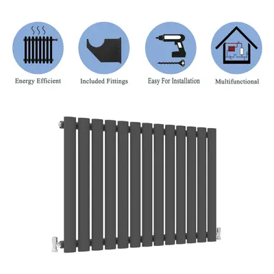 (Single, 600x767mm) Anthracite Central Heating Oval Column Radiators