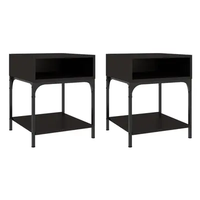 vidaXL Bedside Tables Bedside Cabinet Side Table pcs Black Engineered Wood