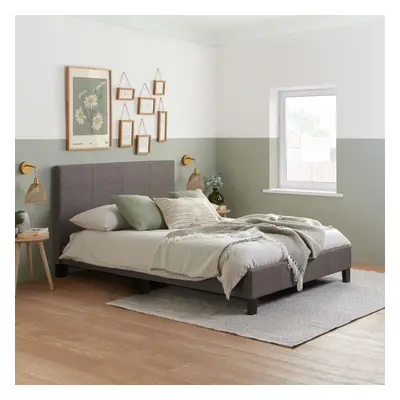 Double Bed Frame & Mattress Grey Fabric Birlea Sleepsoul Paris 4FT6