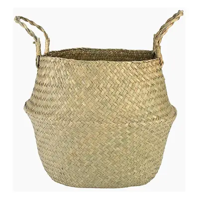 Foldable Flower Basket Seagrass Woven Belly Planter Pot Laundry Storage Skep Box