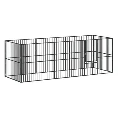 vidaXL Dog Playpen Panels Dog Kennel Pet Dog Crate Black Galvanised Steel