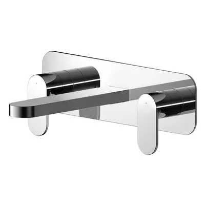 Modern Round Wall Mount Tap Hole Basin Mixer Tap & Back Plate - Chrome