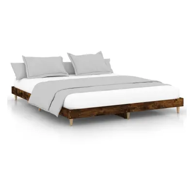 (smoked oak, x cm) vidaXL Bed Frame Home Bedroom Bed Base Bedstead Platform Bed Engineered Wood