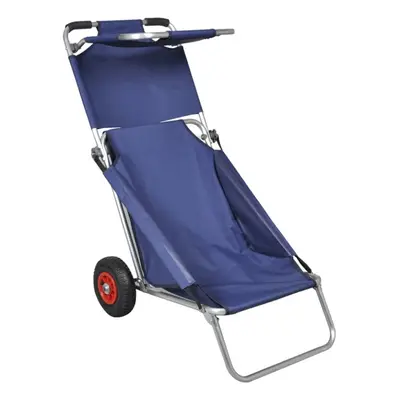 vidaXL Beach Trolley with Wheels Portable Foldable Blue Patio Pool Chair Cart