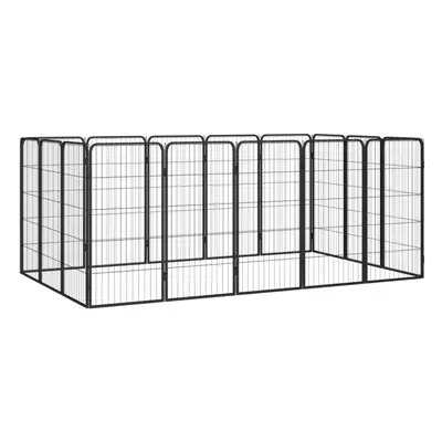 (250 x x cm) vidaXL Dog Playpen Panels Black Powder-coated Steel Dog Kennel Multi Sizes