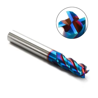 (10mm) 1-10mm Flutes Tungsten Carbide Milling Cutter HRC65 Blue NACO Coated Milling Cutter CNC T