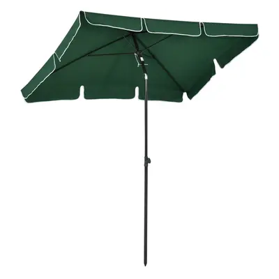 Outsunny Aluminium Sun Umbrella Parasol Patio Rectangular 2M x 1.3M Green