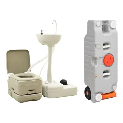 (106 x x cm) vidaXL Portable Camping Toilet and Handwash Stand Set with Water Tank Potty