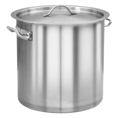 vidaXL Stock Pot with Lid L 32x32cm Stainless Steel Catering Soup Stew Pot