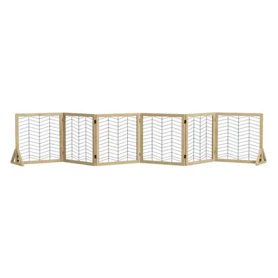 PawHut Panels Freestanding Dog Barrier for and Dogs - Natural Wood