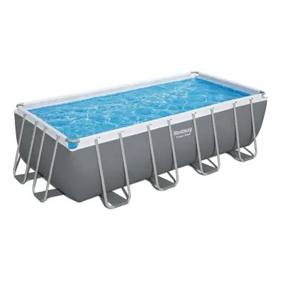 Bestway 16ft x 8ft x 48" Rectangular Power Steel Above Ground Swimming Pool, Sand Filter Pump & 