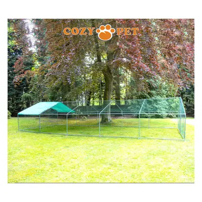 Chicken Run 3m x 10m 25mm Galvanised Steel Frame by Cozy Pet for Hens Dog Poultry Ducks Coop