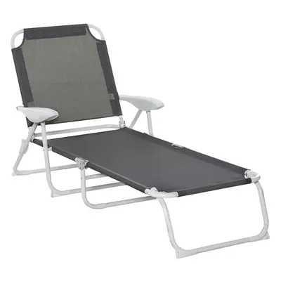 Outsunny Folding Sun Lounger Garden Reclining Lounge Chair 4-Level Backrest