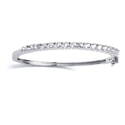 Jewelco London Ladies Rhodium Plated Sterling Silver Oval CZ Sweet Eternity Line Tennis Bangle B