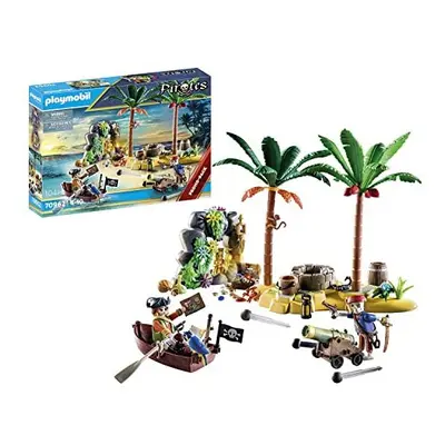 Playmobil Pirates Promo Pack Pirate Treasure Island with Rowboat, skeleton and firing cannon, to