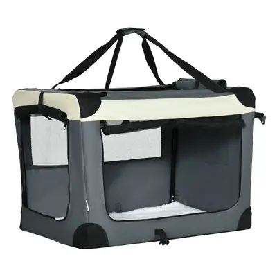 PawHut 81cm Foldable Pet Carrier Bag Soft Travel Dog Crate for Medium Dogs Grey