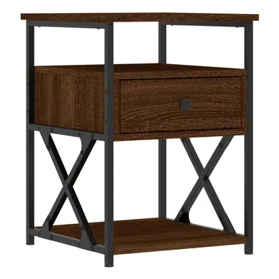 (brown oak) vidaXL Bedside Cabinet Bedside Table Side Table Brown Oak Engineered Wood