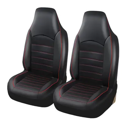 (Red) Pair Universal Front Car Seat Cover Protector Breathable PU Leather Pad Cushion