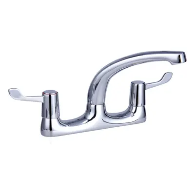 Contemporary Chrome Kitchen Deck Mounted Sink Mixer Tap