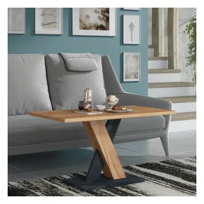 Furneo Coffee Side Table Oak & Concrete Effect Modern Living Room Furniture Enzo