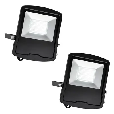 2 PACK Slim Outdoor IP65 Floodlight - 100W Daylight White LED - High Output