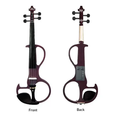 (Purple) Full Size 4/4 Violin Electric Violin Fiddle Maple Body Fingerboard Pegs Chin Rest with 