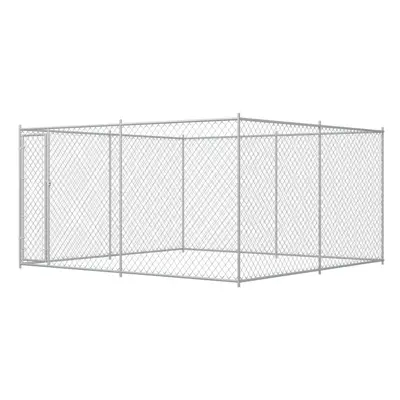 vidaXL Outdoor Dog Kennel Steel Pet Animal Cages House Puppy Shelter Runs