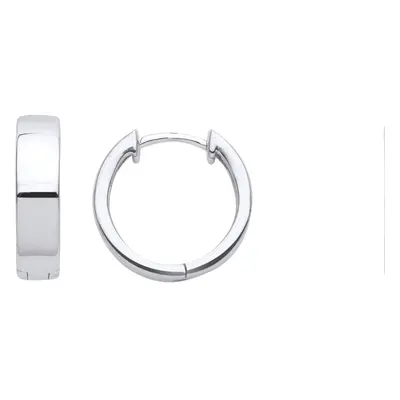 Jewelco London Ladies Rhodium Plated Sterling Silver Square Tube Hinged Huggie Hoop Earrings 16m