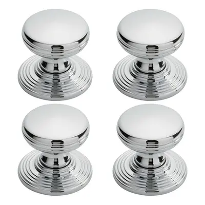 4x Smooth Ringed Cupboard Door Knob 28mm Dia Polished Chrome Cabinet Handle