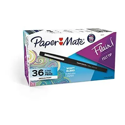 Paper Mate Felt Tip Pens | Flair Marker Pens, Medium Point, Black, Count