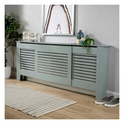 (Large Extended, Grey) Extending Adjustable Radiator Cover Slatted Grill