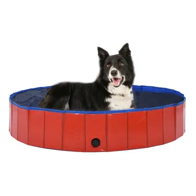 vidaXL Foldable Dog Swimming Pool Red 160x30cm PVC Anti-Slip Pet Water Centre