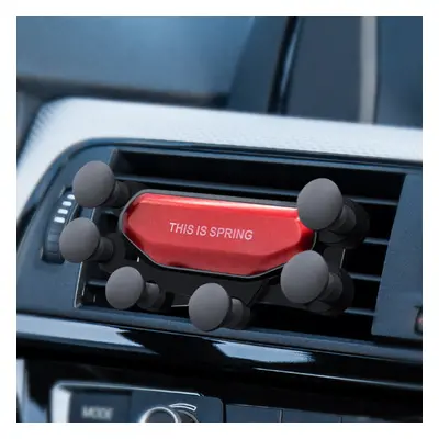 (Red) Air Vent Car Phone Holder Gravity Linkage Automatic Lock for 4.0-6.5 Inch