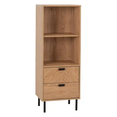 Leon Drawer Shelf Cabinet Medium Oak Effect Metal Legs