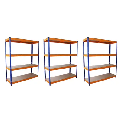 3 x S-RAX Metal Shelving Heavy Duty Racking 4Tier 1.5m Wide Garage Storage Units