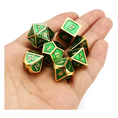 () 7pcs Zinc Alloy Multisided Dices Set Enamel Embossed Heavy Metal Polyhedral Dice With Bag