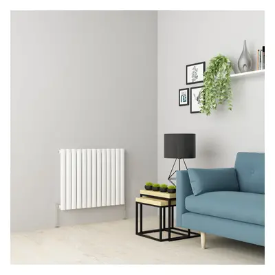 (600 x 768mm Single, White) Oval Tube Designer Radiator