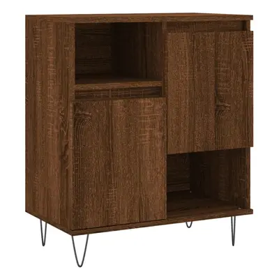 (brown oak) vidaXL Sideboard Storage Cabinet Cupboard High Gloss White Engineered Wood