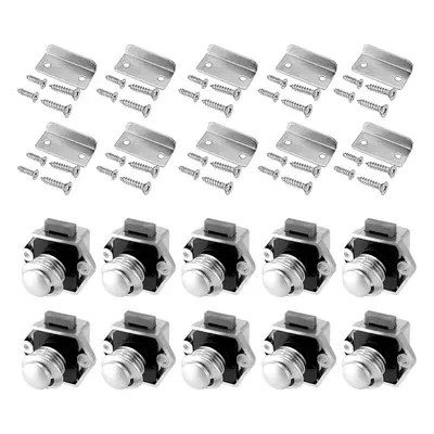 10Pcs Push Button Drawer Cupboard Door Catch Lock Caravan Rv Cabinet Latch Knob