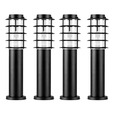 4 x Modern IP44 Rated Outdoor Black Stainless Steel Bollard Lantern Light Posts