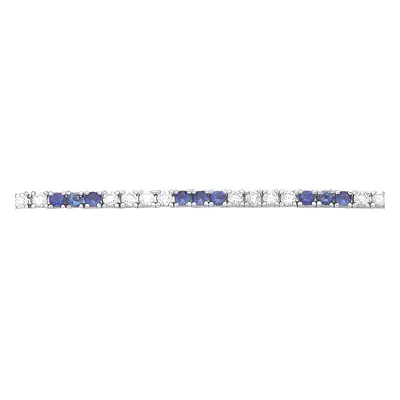 Jewelco London Ladies Sterling Silver Blue CZ Alternating Eternity Stripes Tennis Bracelet 2mm 7