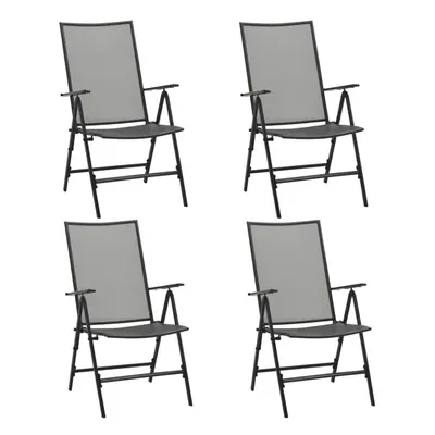 vidaXL 4x Folding Mesh Chairs Steel Anthracite Outdoor Furniture Patio Garden